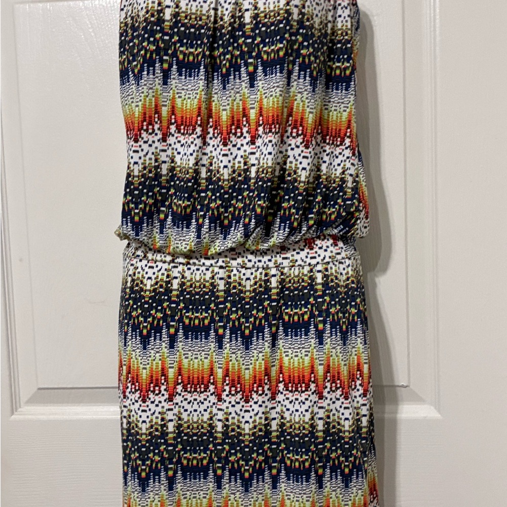 S-Twelve Elastic Waist Skirt with Navy, Red-Orange, Yellow & Green Trim